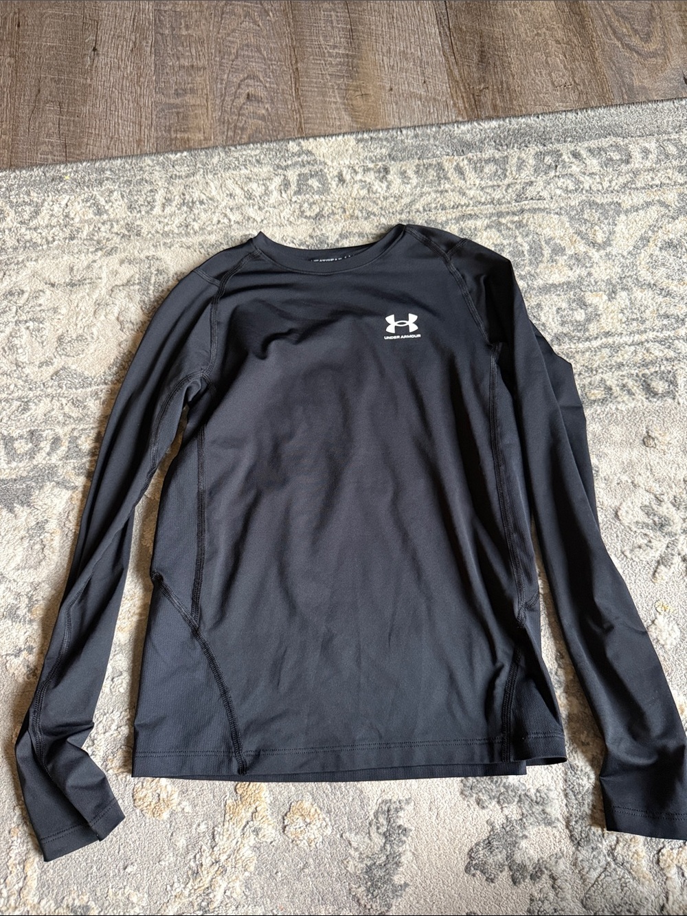 Under Armour Black Long Sleeve Performance Top with White Logo